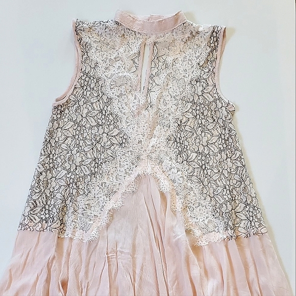 🌸 Free People Tell Tale Heart Lace Pink Black Tunic Dress, XS - Picture 5 of 8